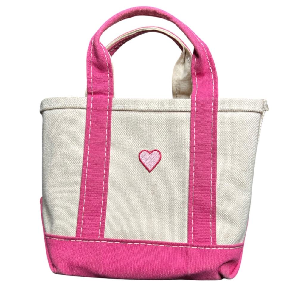Vintage L.L.Bean Mini Boat & Tote Pink Heart Canvas Bag